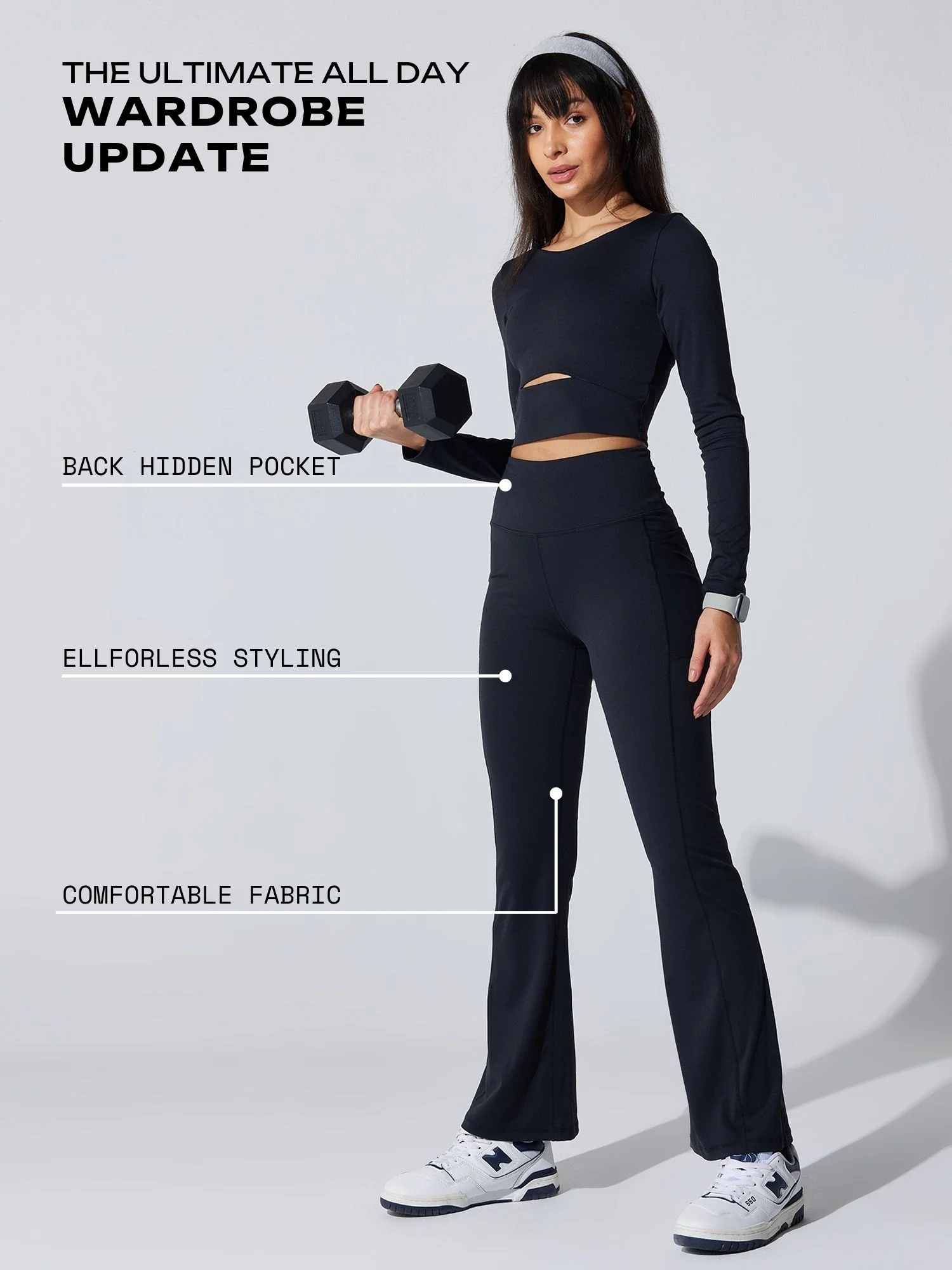 Black All-Day Flex Flare Pants - Image 2