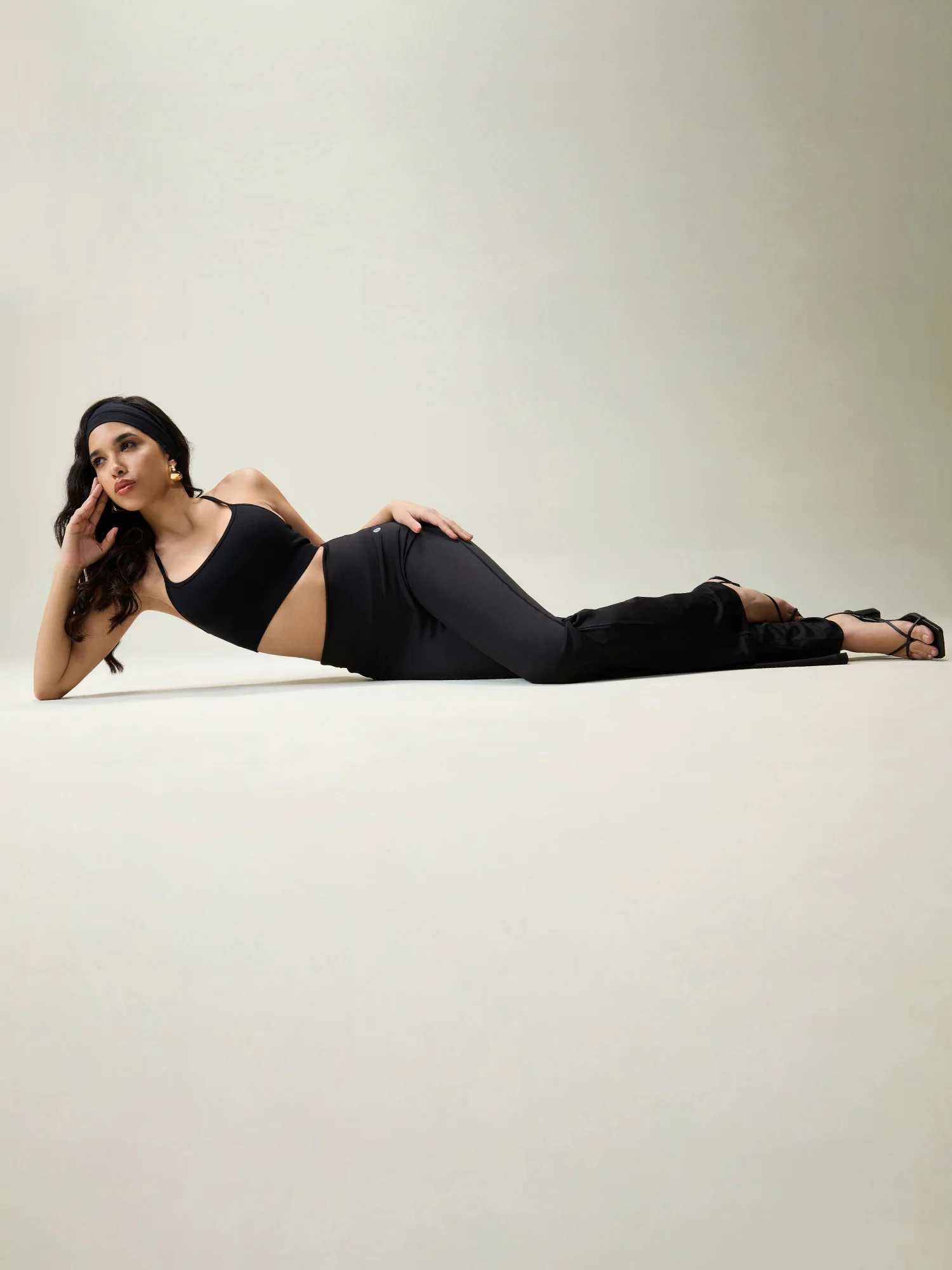 Black Foldover Flare Pants - Image 2