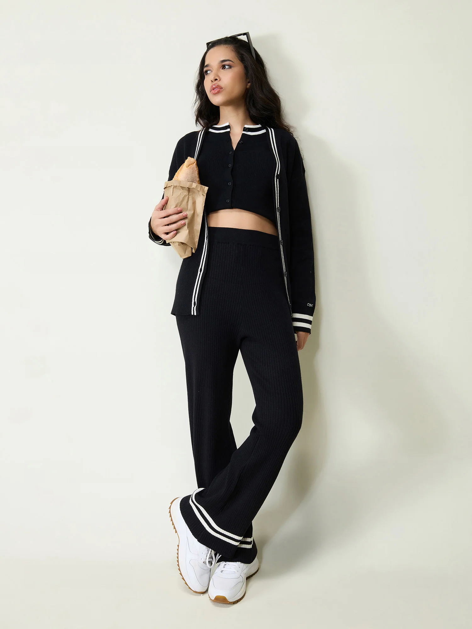 Black Rib-knit Trousers - Image 2