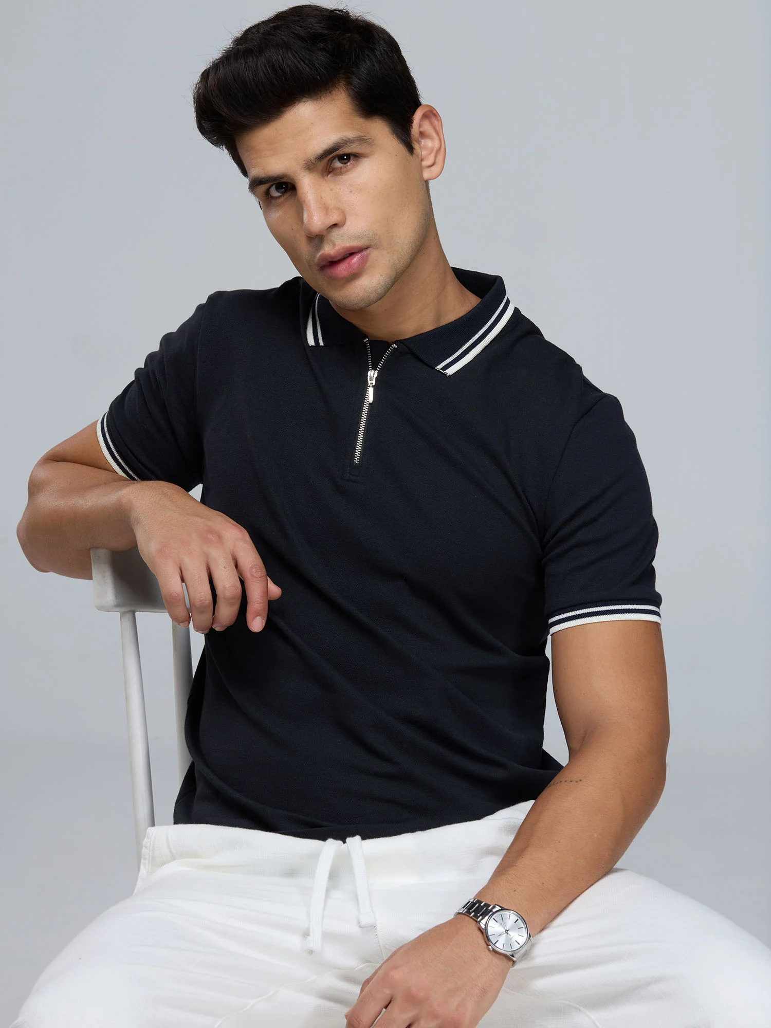 Black Urban Zipper Polo - Image 2
