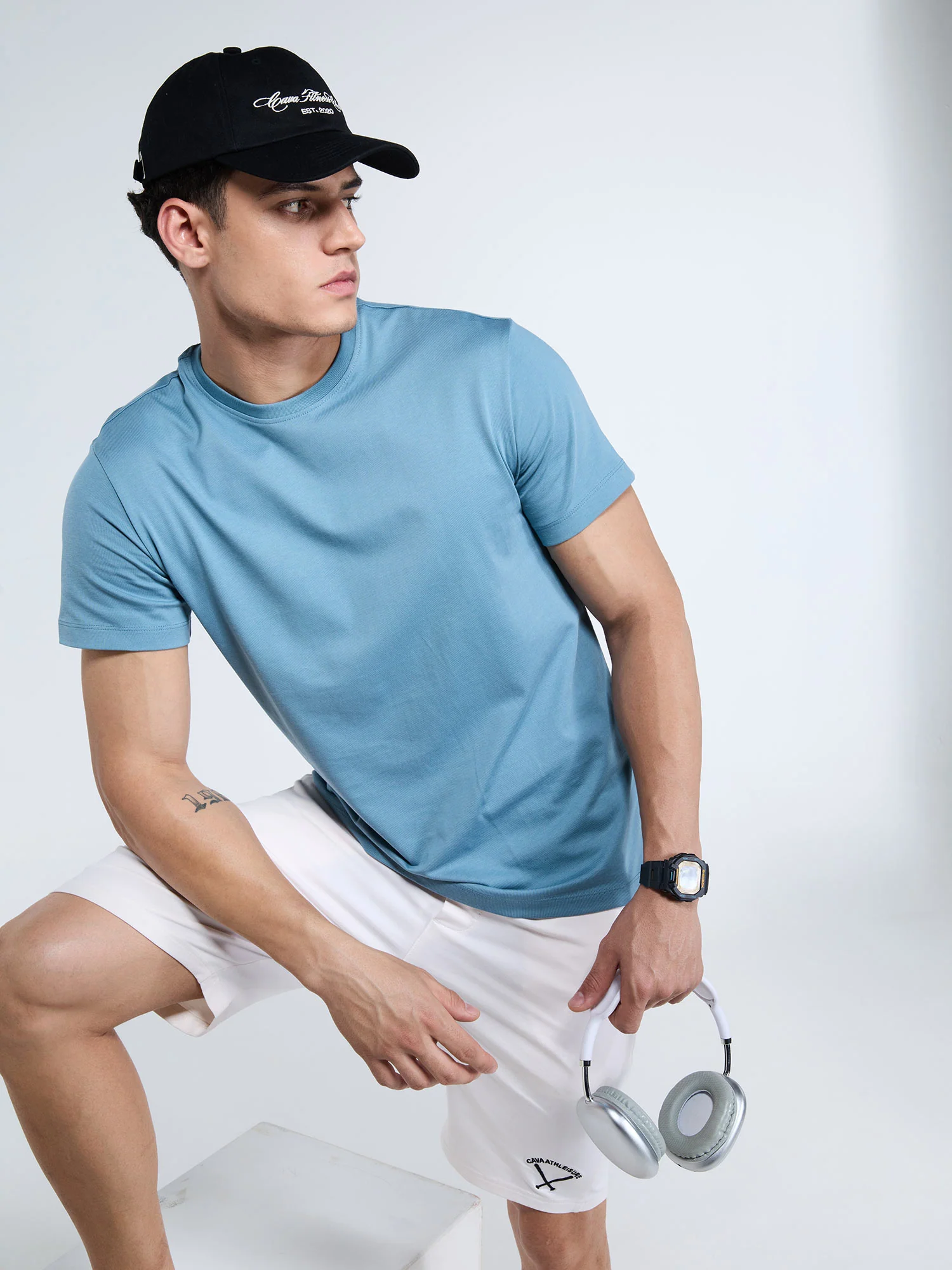 Blue Supima Crew Neck T-Shirt - Regular Fit