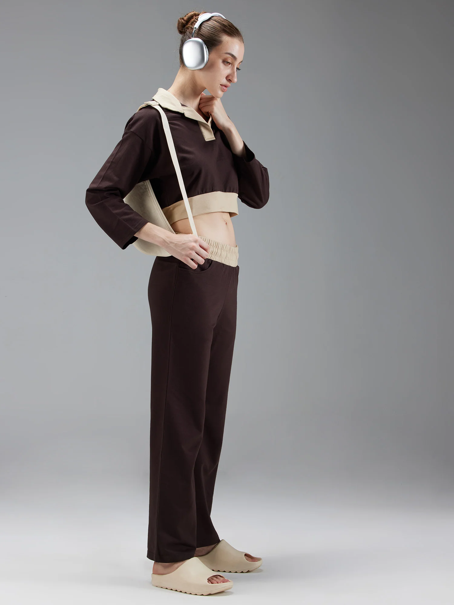 Brown Boxy Polo Sweatshirt - Image 2