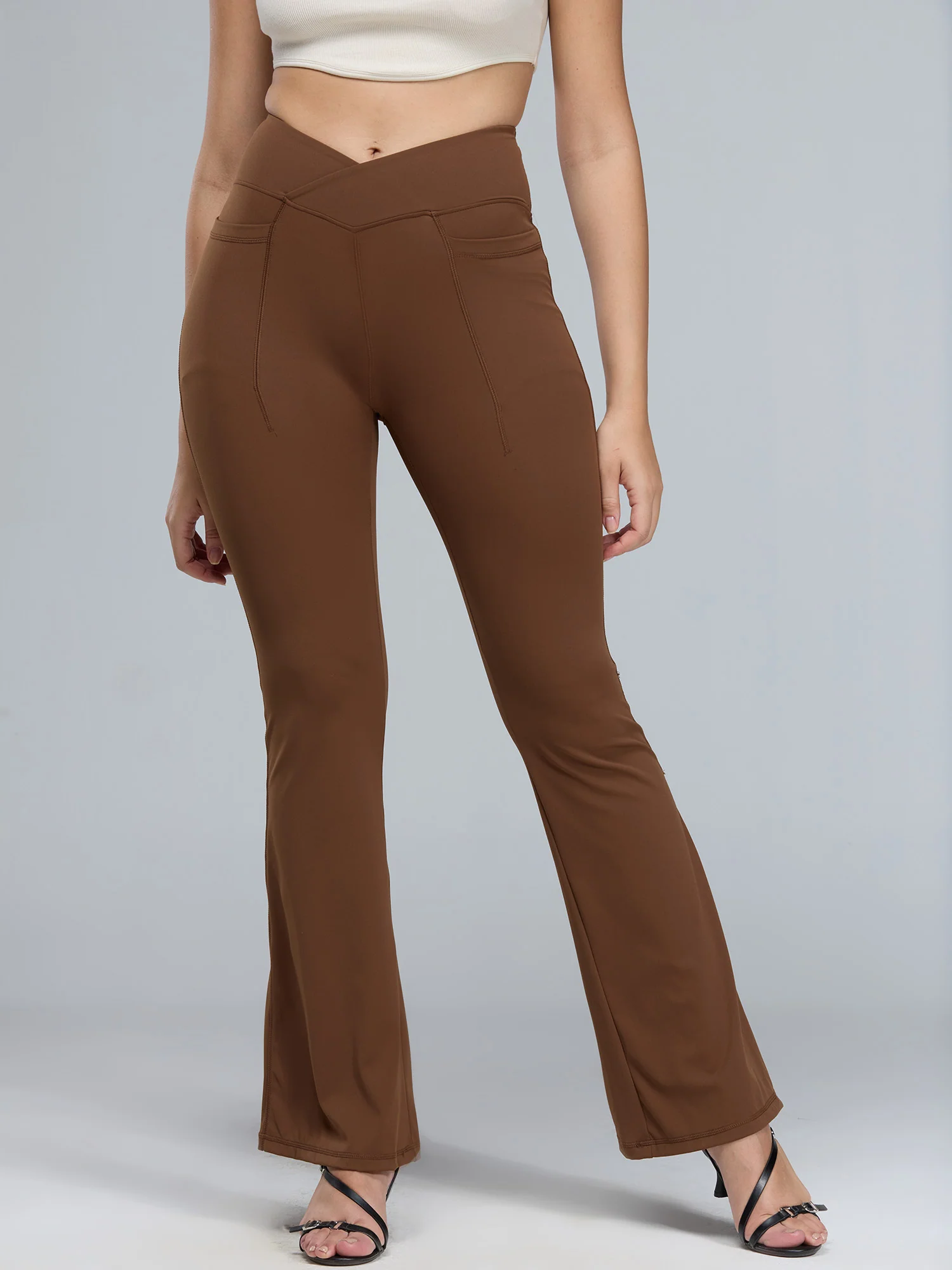 Brown Hourglass Flared Leggings - Image 23
