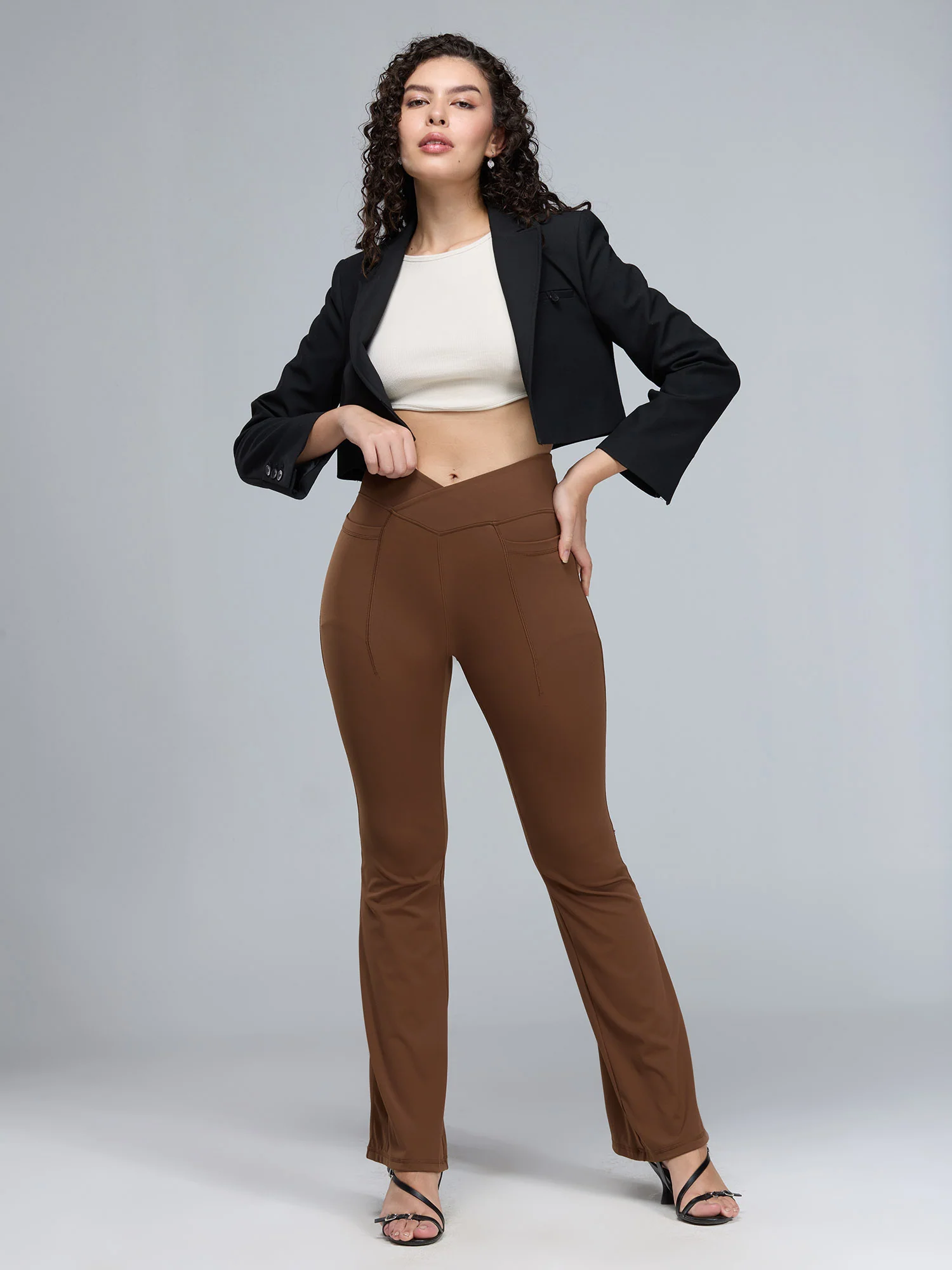 Brown Hourglass Flared Leggings - Image 24