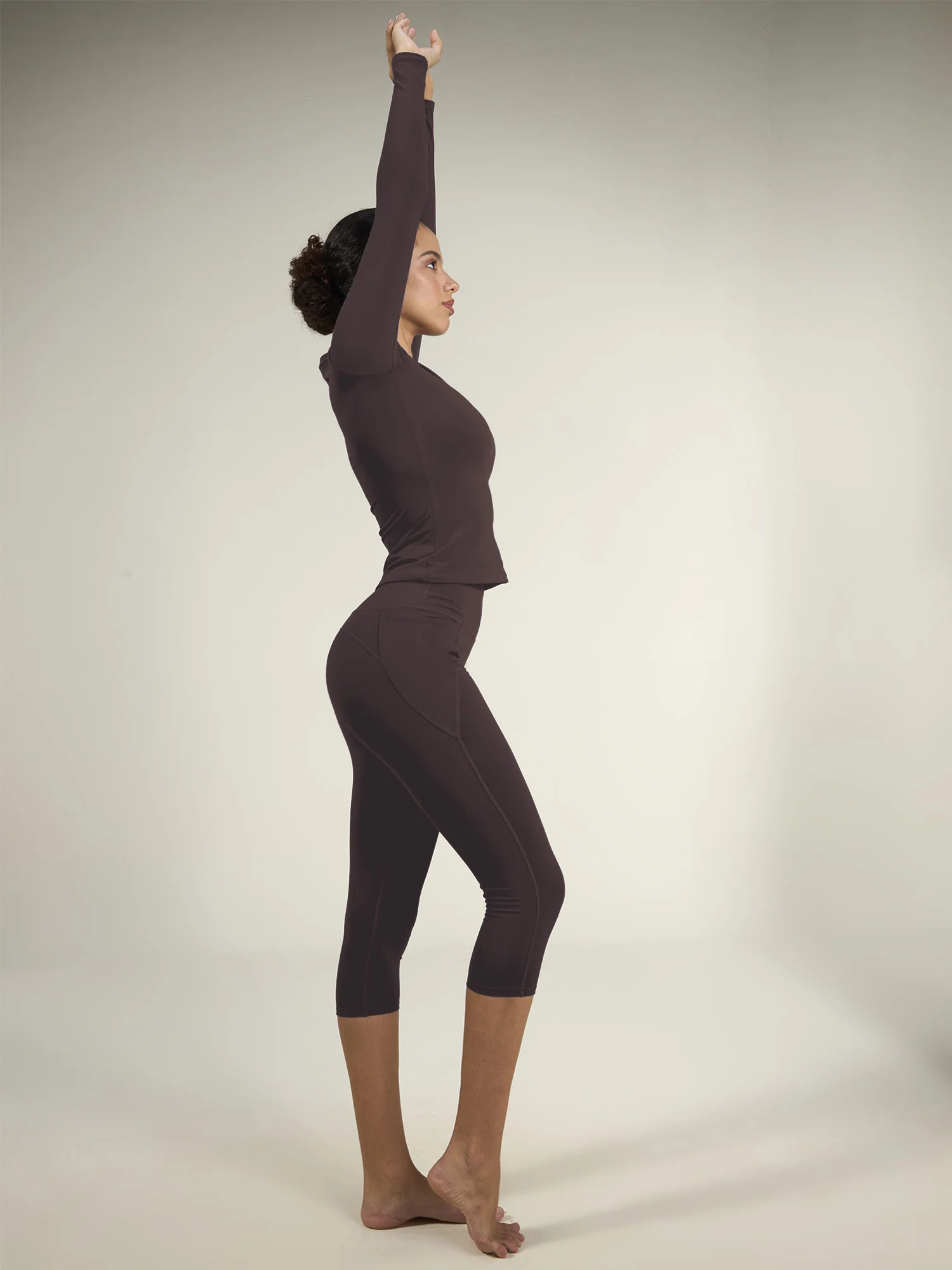 Brown Sculpt V-Neck Top - Image 2
