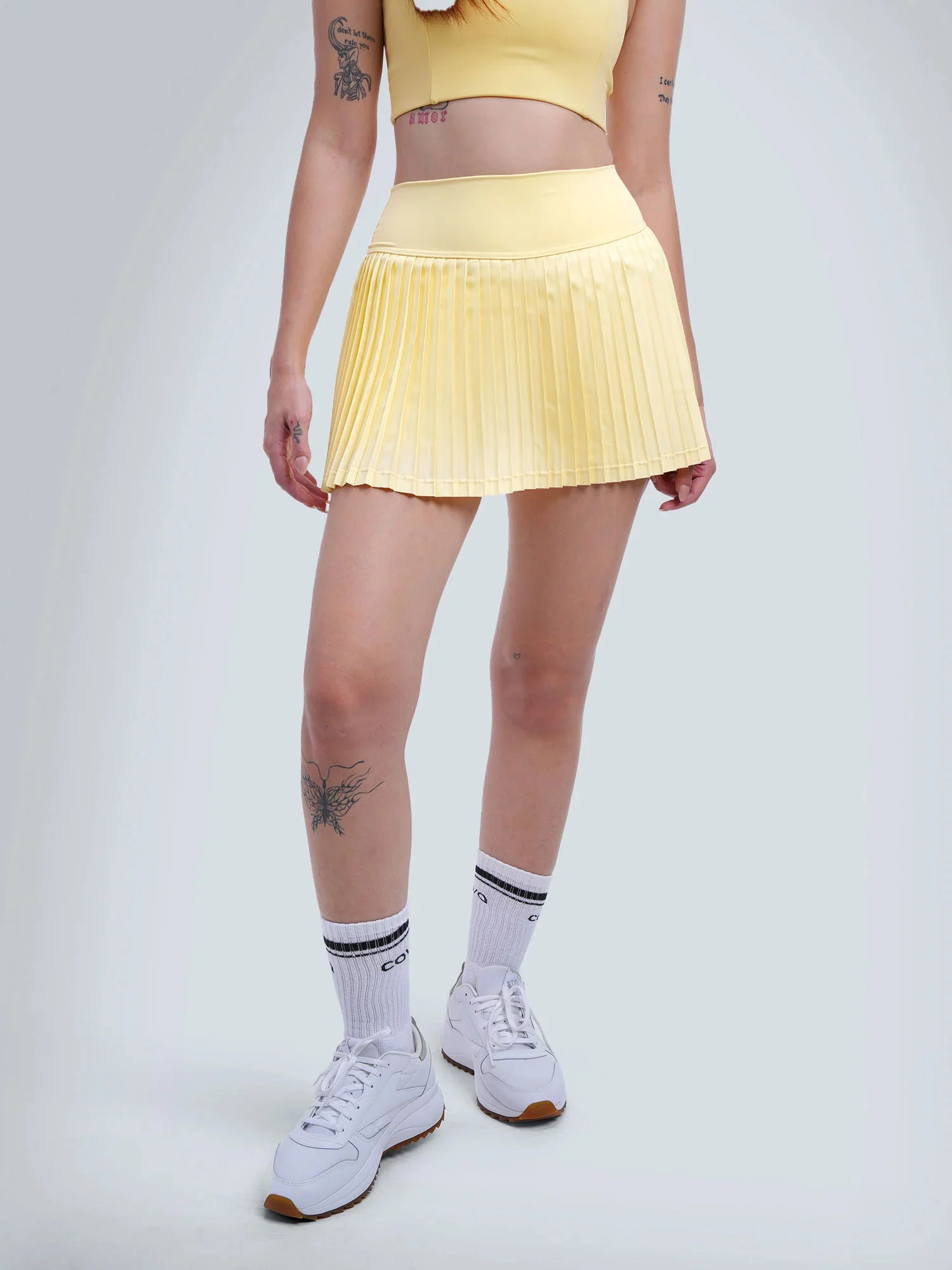 Butter Yellow Plie Pleated Skort
