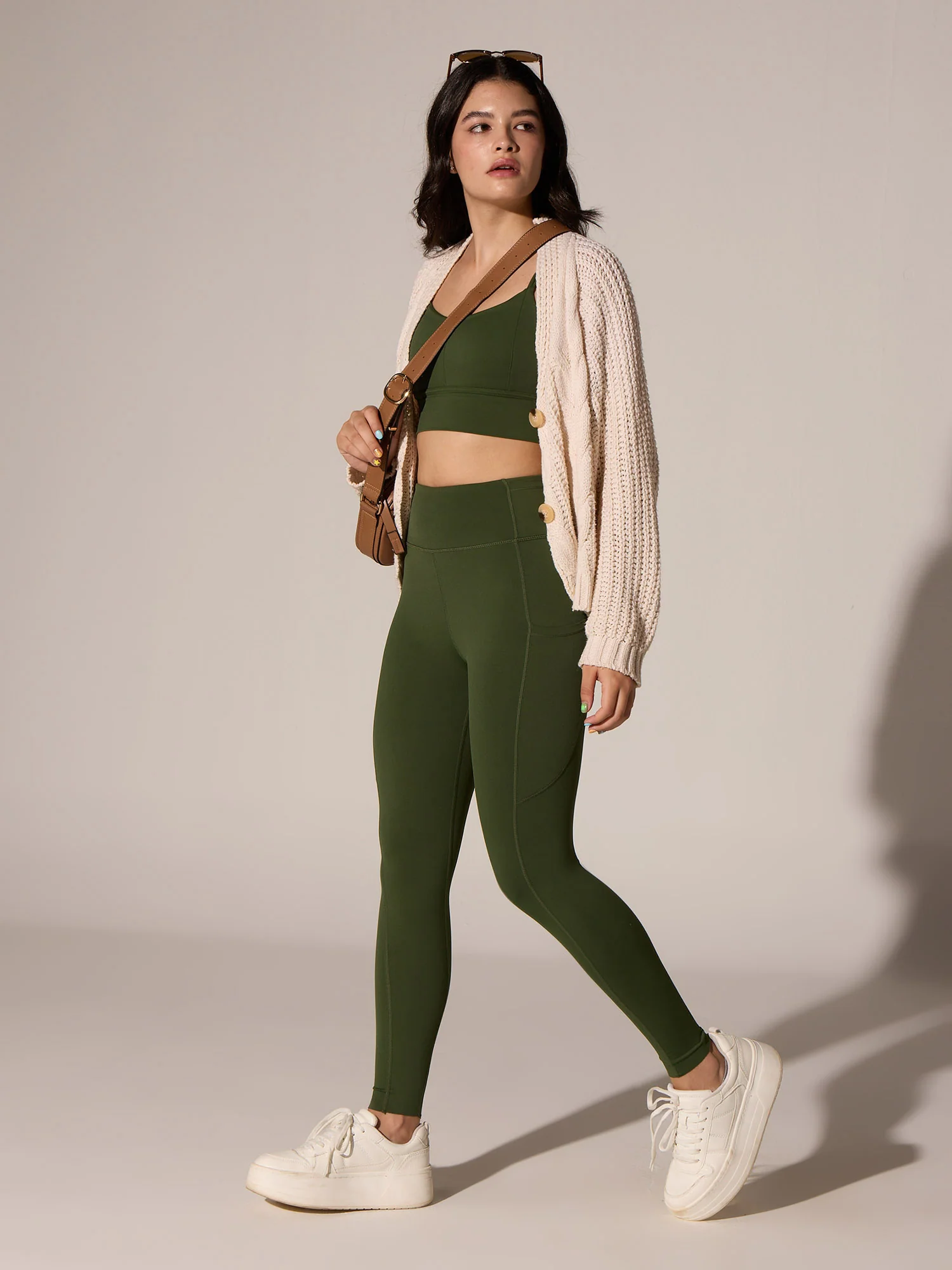 Olive Twin Strap Sports Bra - Image 2
