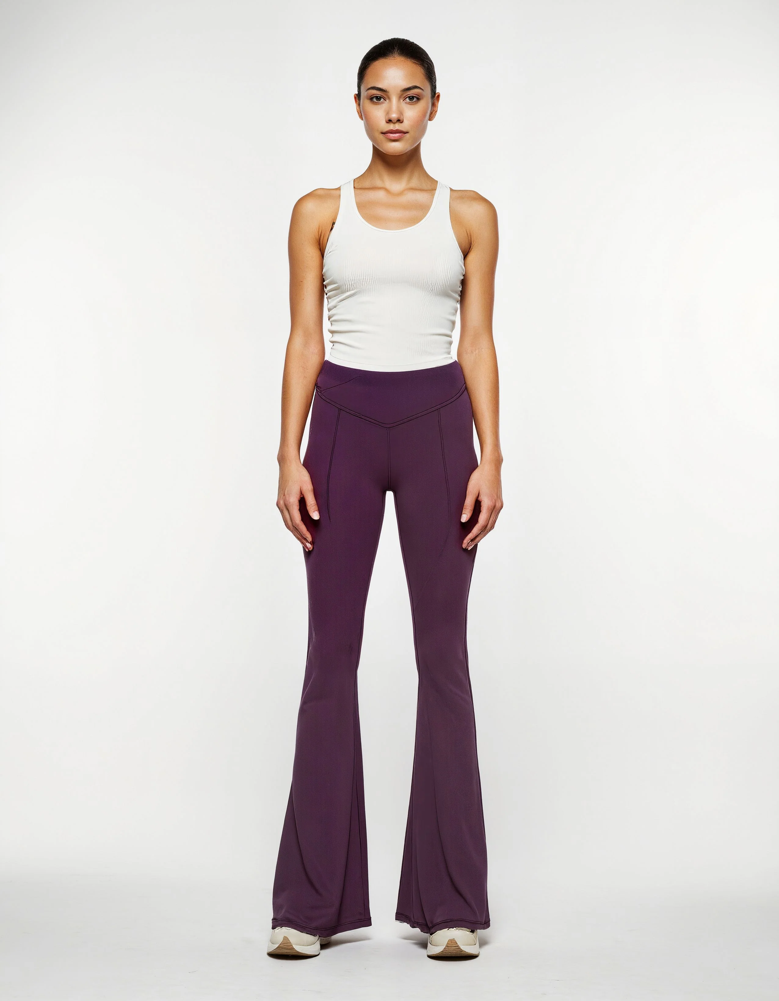 Wine Extra Tall Hourglass Flared Leggings - Image 2