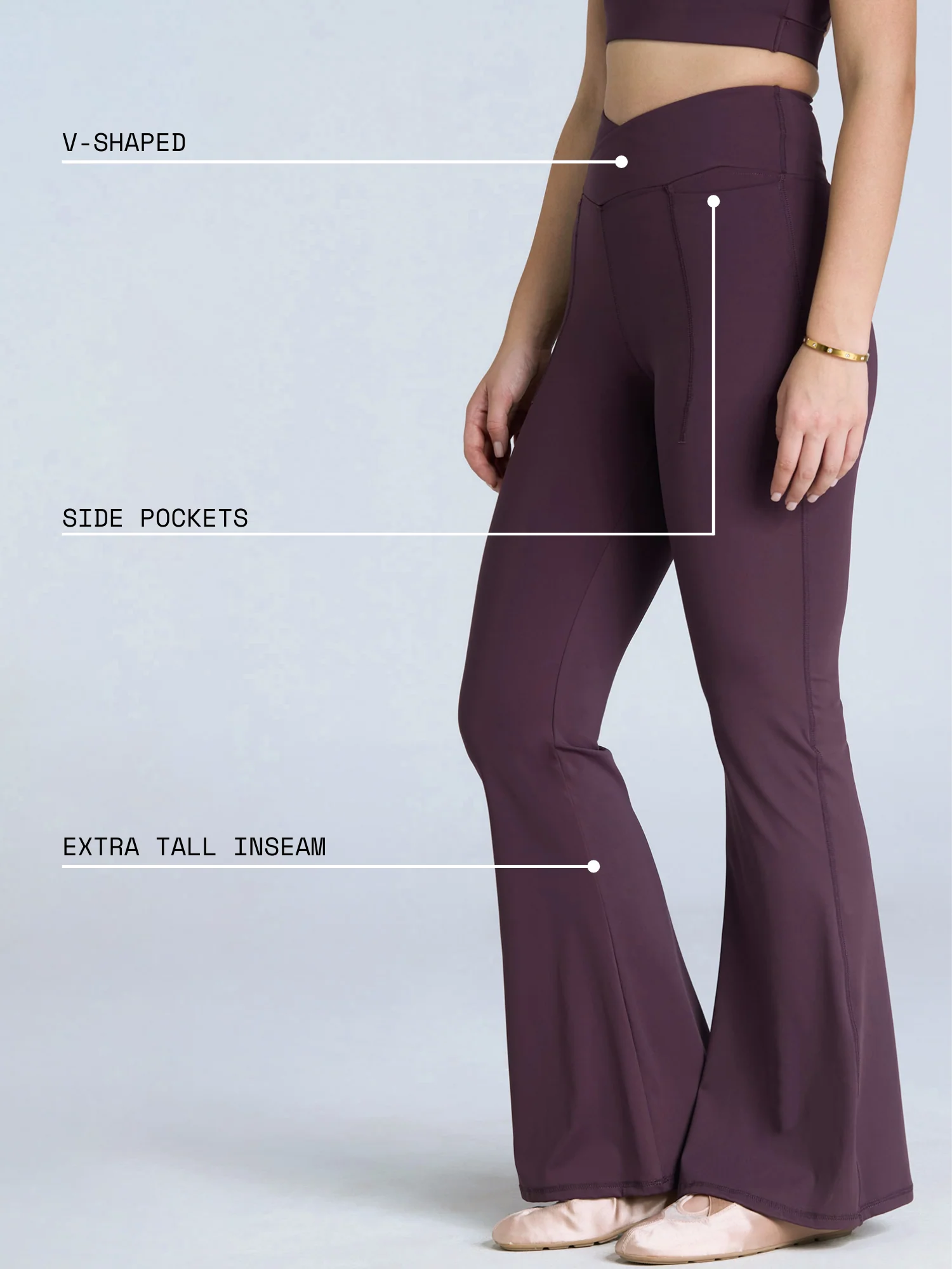Wine Extra Tall Hourglass Flared Leggings - Image 3