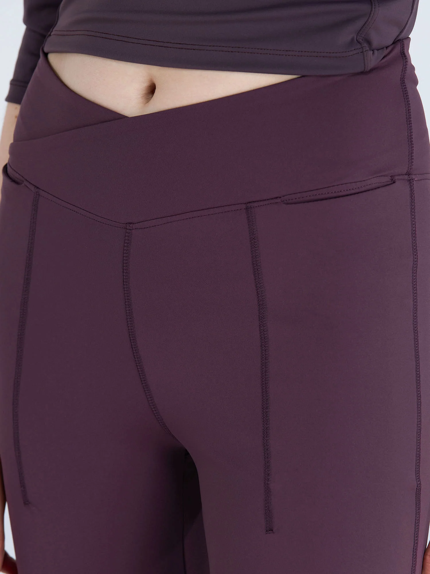 Wine Extra Tall Hourglass Flared Leggings - Image 9