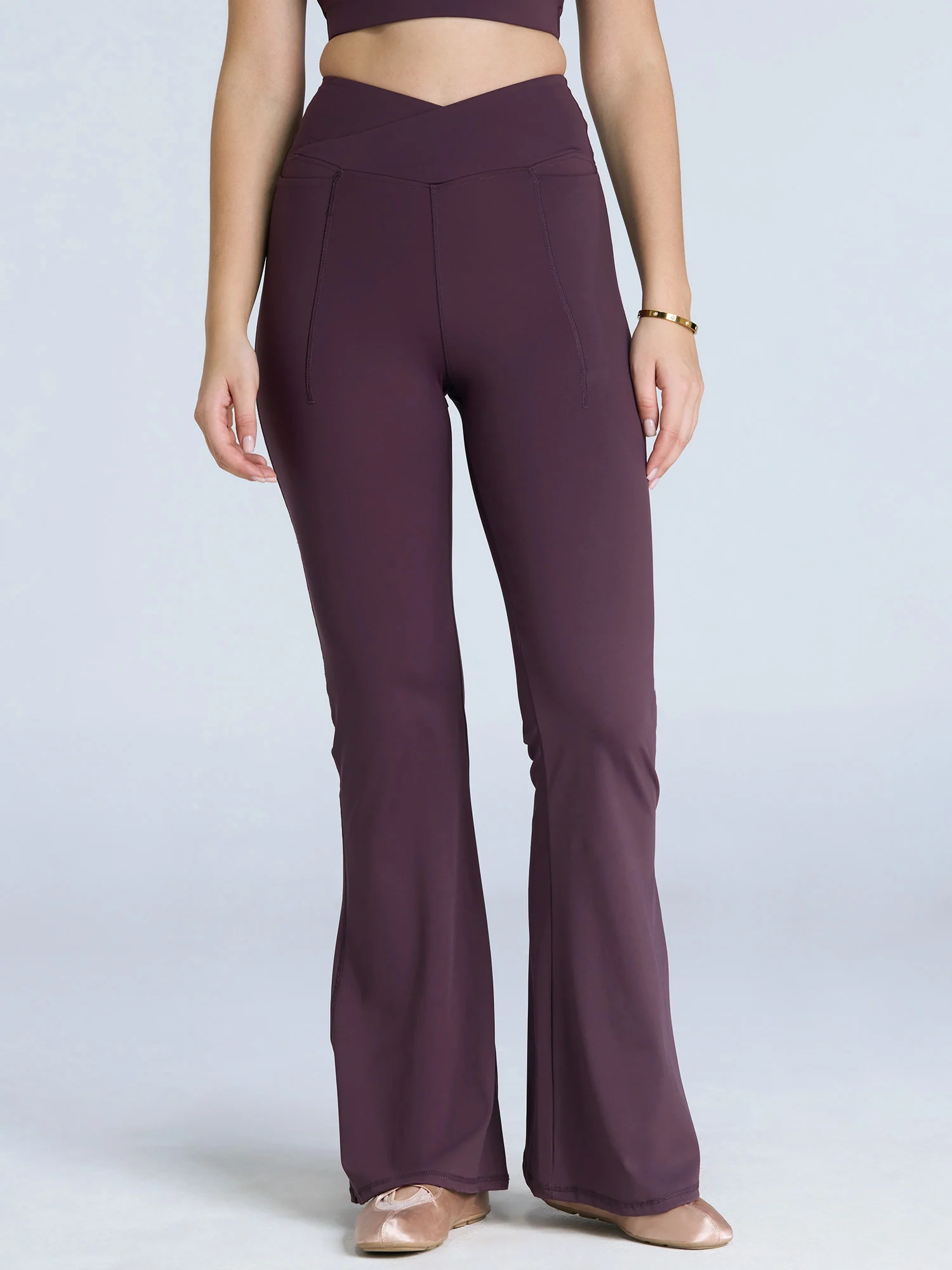 Wine Hourglass Flared Leggings - Image 15