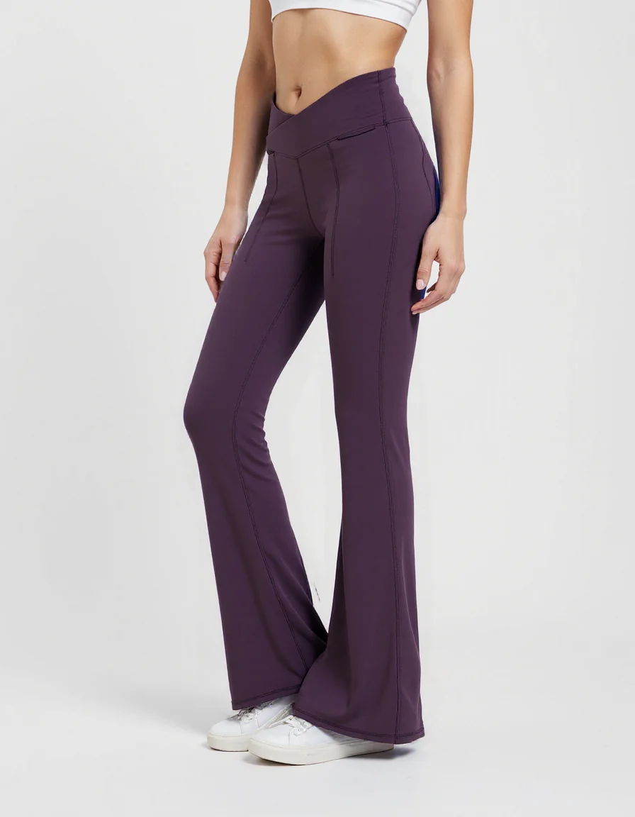 Wine Hourglass Flared Leggings - Image 28