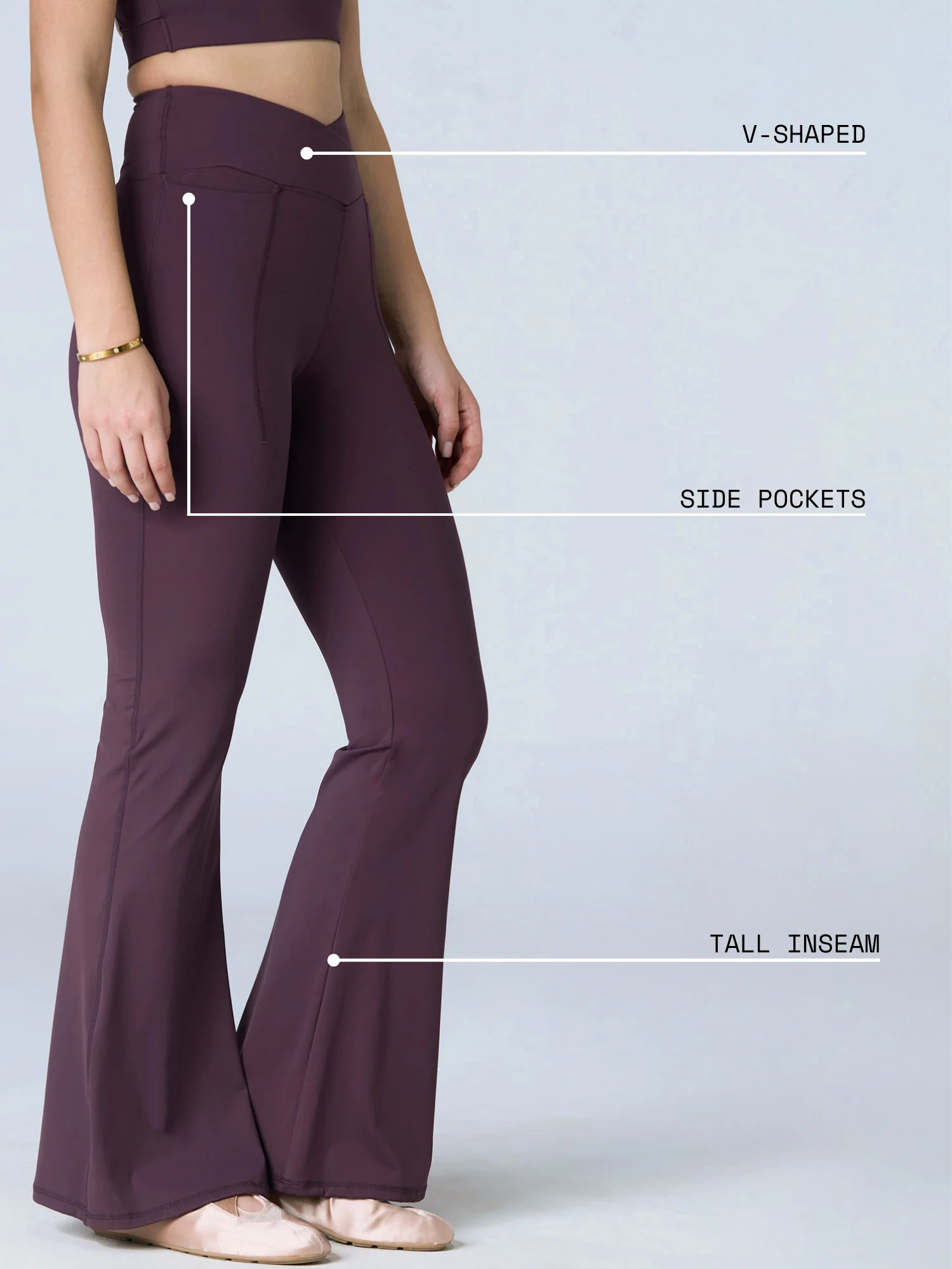 Wine Tall Hourglass Flared Leggings - Image 3