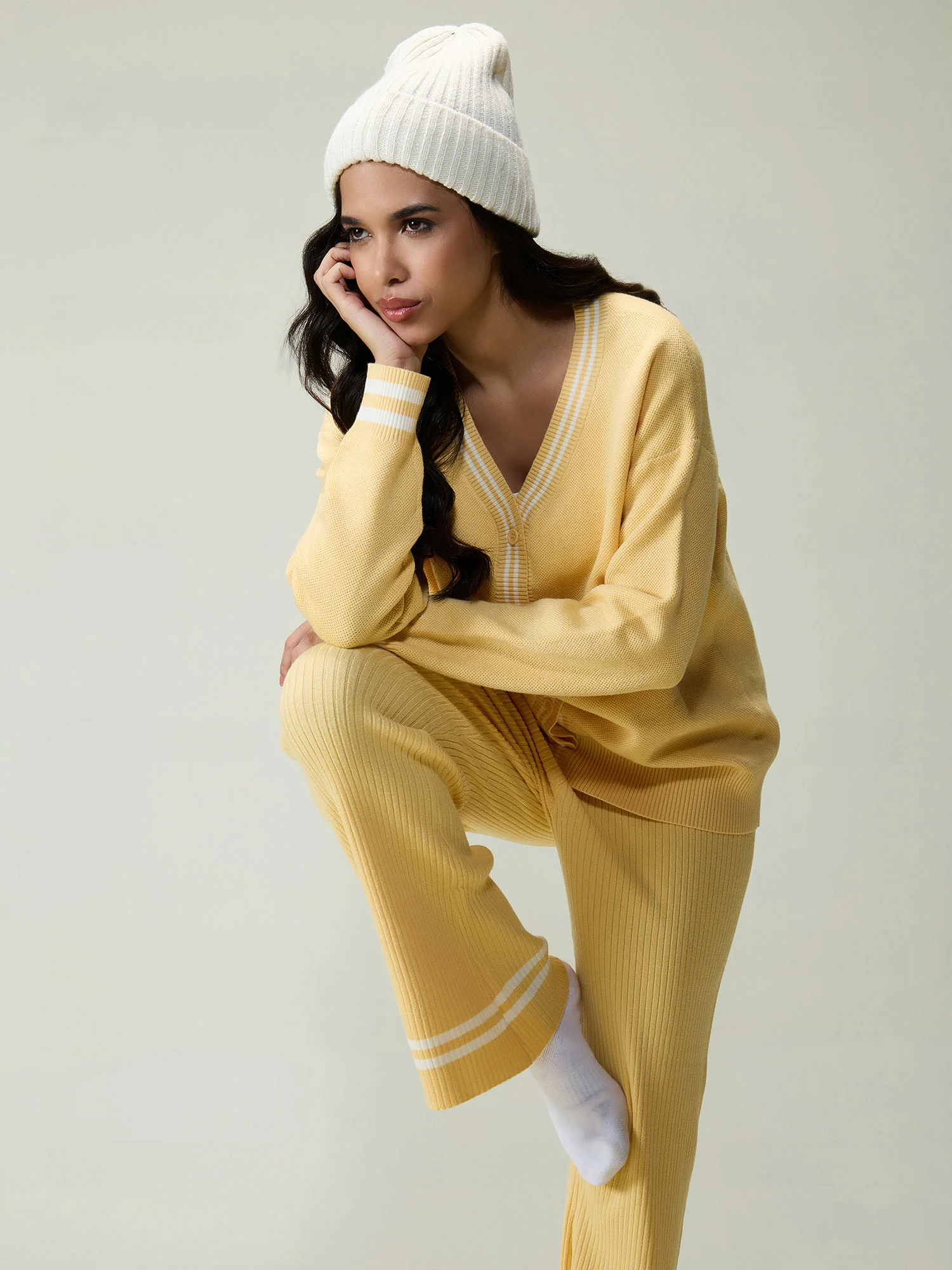 Yellow Rib-knit Trousers - Image 2